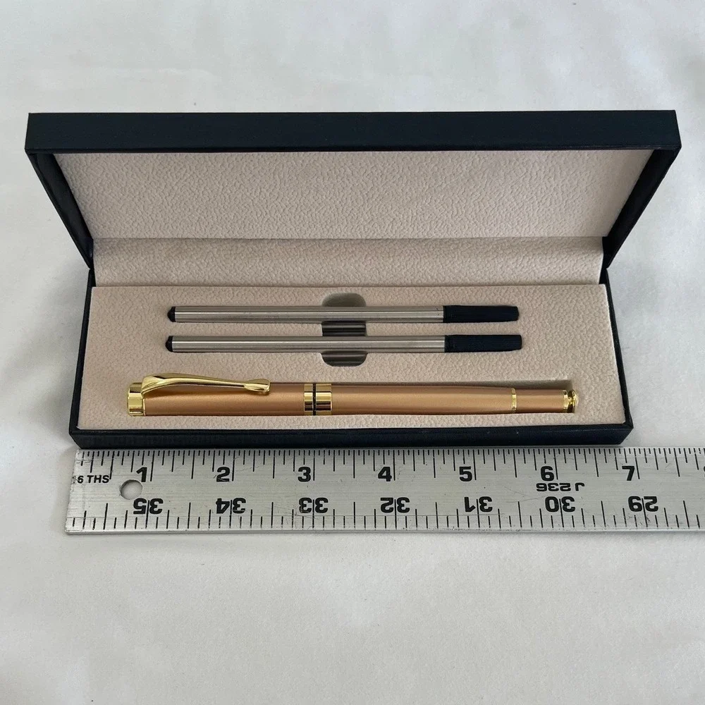 Vintage Penstruments Burgundy & Yivonka Rose Gold Ballpoint Pen Set with Cases